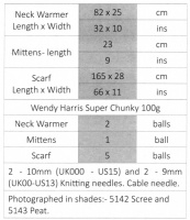 Knitting Pattern - Wendy 6078 - Harris Super Chunky - Scarf, Neck Warmer and Mittens